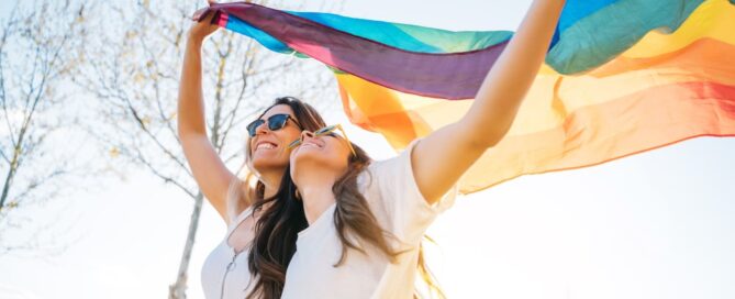 Couple with pride flag