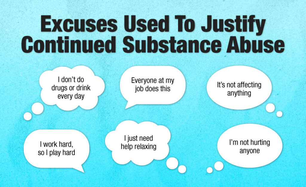 from high functioning addict to non functioning addict excuses illustration