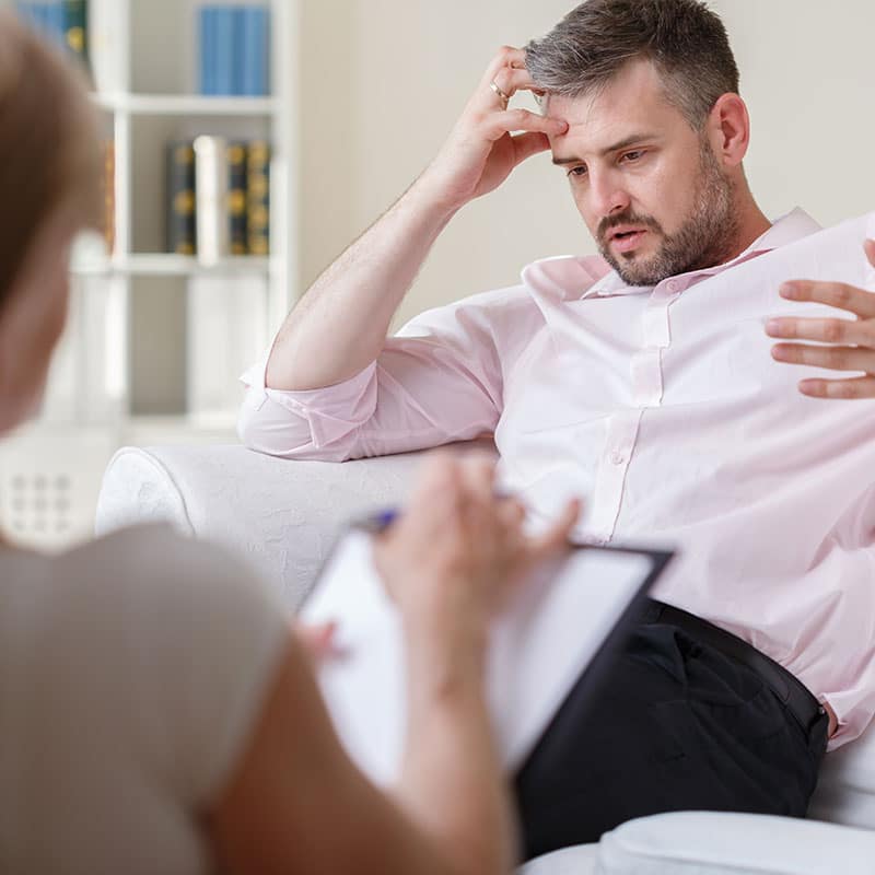 patient having one-on-one session with licensed mental health counselor