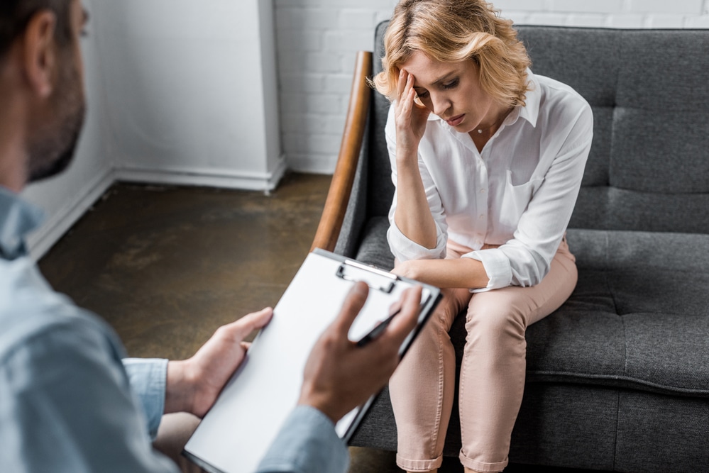 woman finally consulting a specialist for her mental health disorder