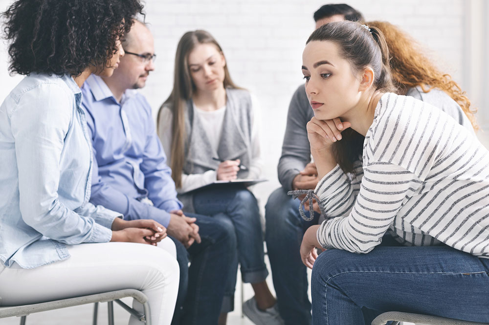 group therapy at an inpatient addiction treatment center