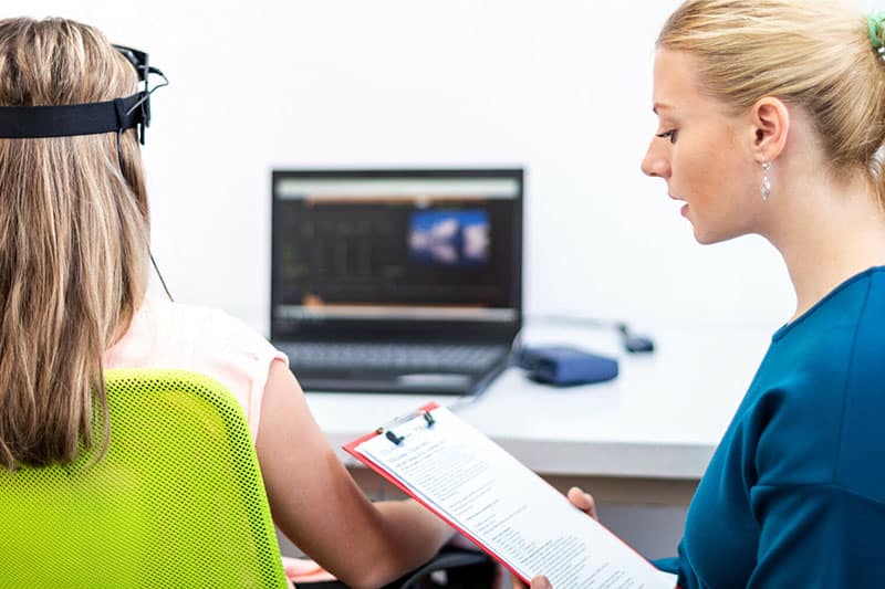 Patient undergoing neurofeedback training